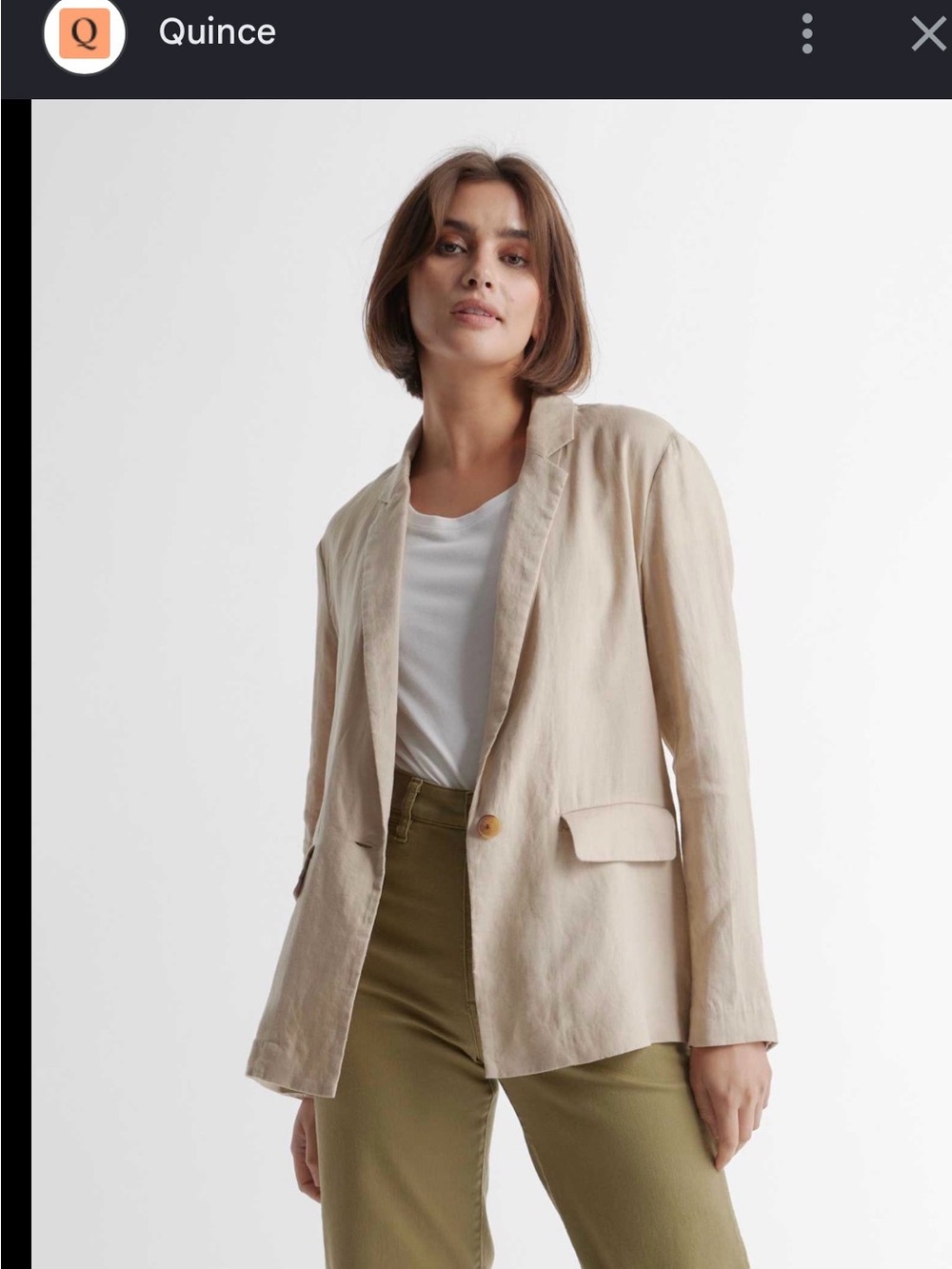 Quince Women's Beige Tailored Linen Blazer